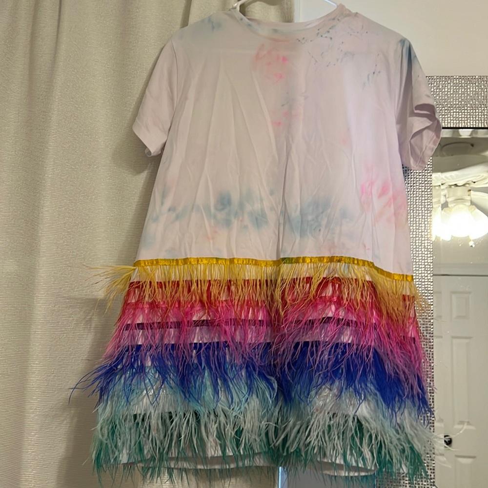 Queen of Sparkles Tie Dye Feather Dress